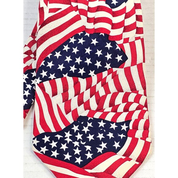 American Flag Silk Tie Star Spangled Banner Design Red White & Blue Patriotic - Picture 7 of 7